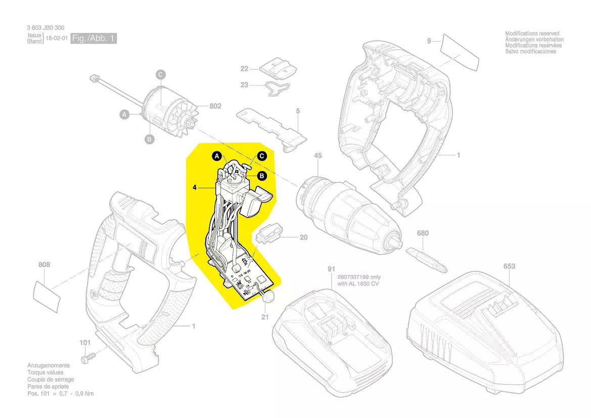 Interrupteur variateur réf. 1 607 233 59Y Bosch